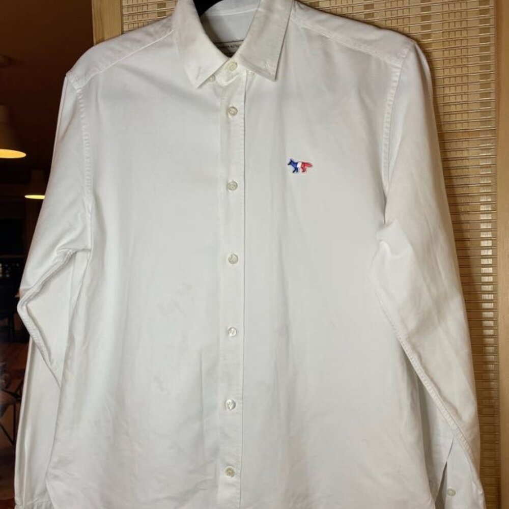 Maison Kitsuné Men’s White Dress Shirt – Tricolor Fox Logo